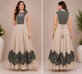 Beige Designer Ethnic Gown for Women | Stylish Printed Flared Dress
