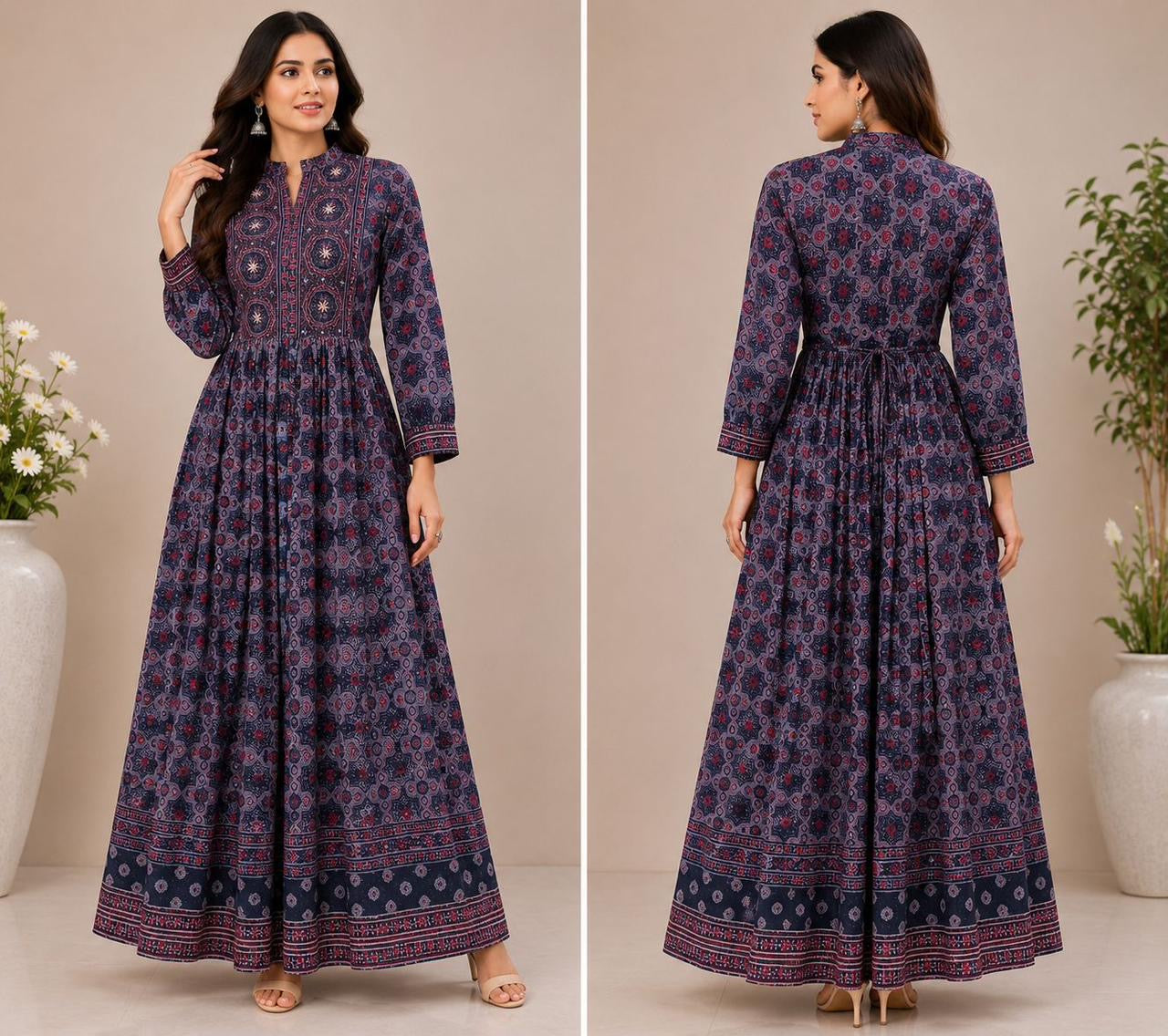 Chiffon ajrakh dress