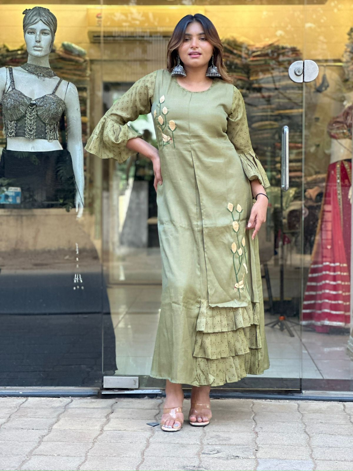 Sage green ethnic wear for women