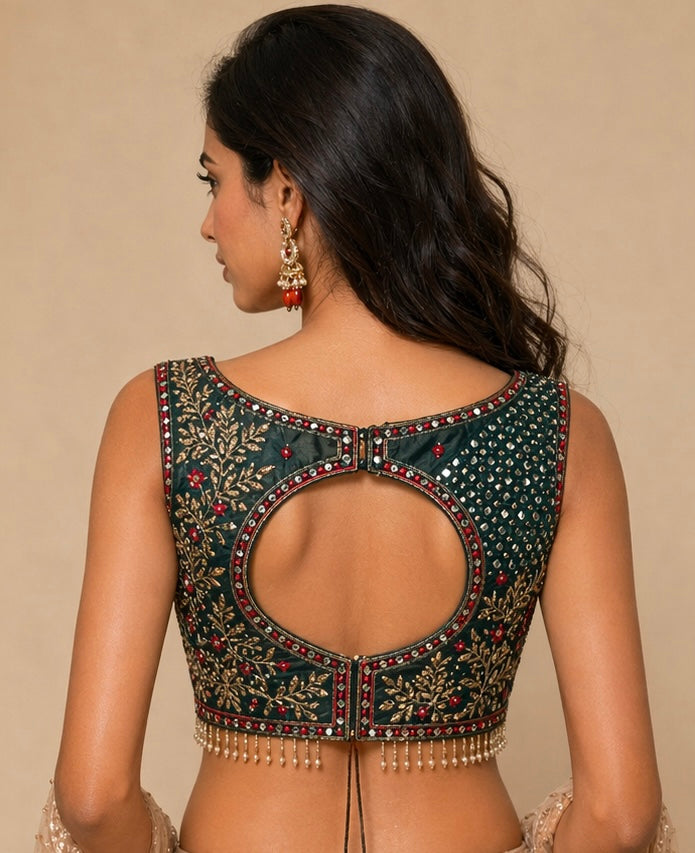 Real mirror work and peetha work