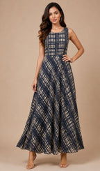 Gold Indo Western Designer Gown for Women | Layered Party Wear Dress