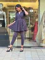 Dark Purple Indo-Western Co-Ord Set with Peplum Top & Pants