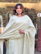 Pastel Green Embroidered Kurta Set with Dupatta