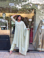 Pastel Green Embroidered Kurta Set with Dupatta