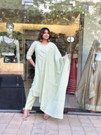 Pastel Green Embroidered Kurta Set with Dupatta