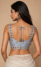 Crep  silk real mirror work and handwork