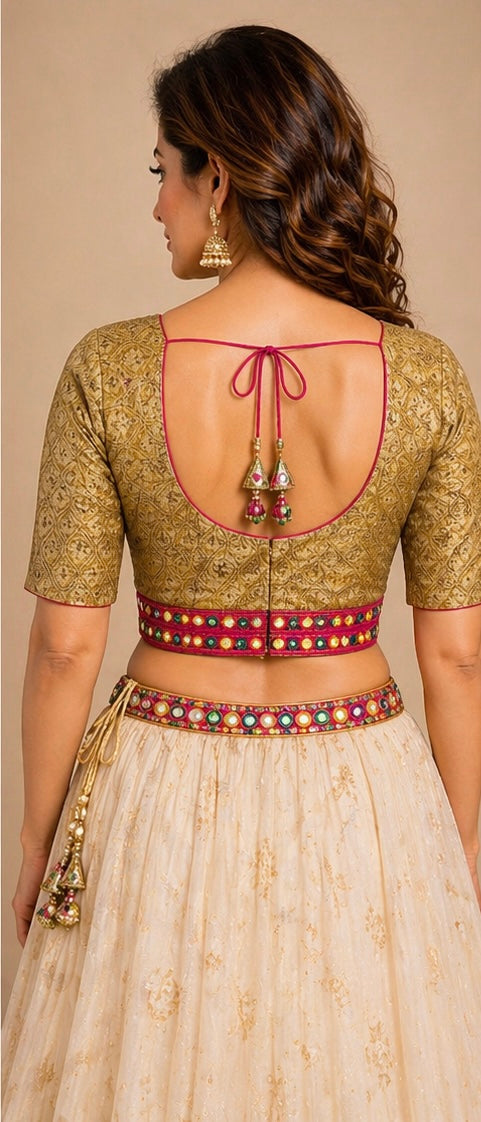 Rayon choli kutchi work