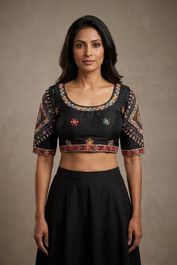 Raw silk Kutchi work