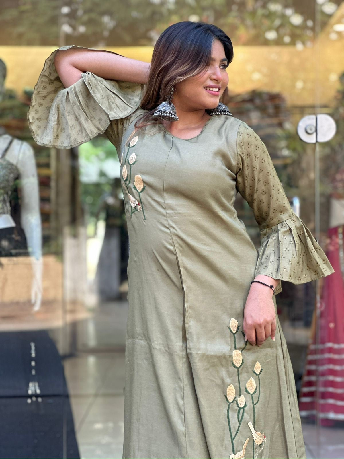 Sage green ethnic wear for women