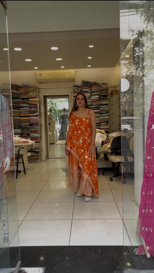 Orange Indowestern with plazzo