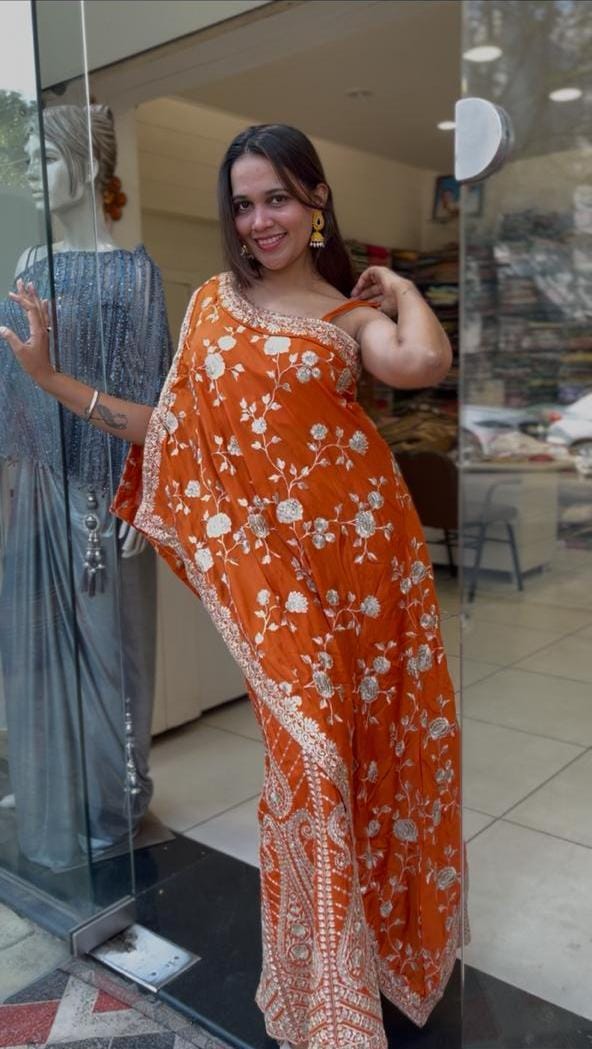 Orange Indowestern with plazzo